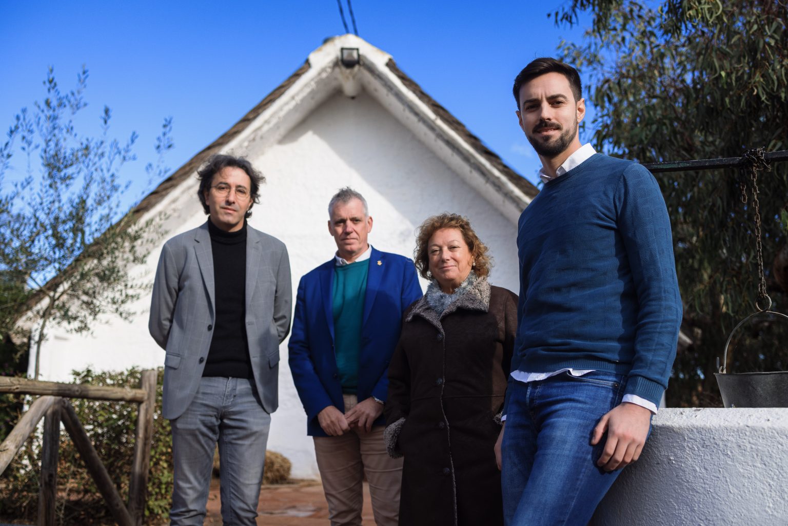Francesc Barbero, Adam Tomàs, Maria Teresa Solsona i Andreu Curto a la Casa de Fusta del Delta de l’Ebre. ƒotos del debat: AMTU, Jordi Borràs.