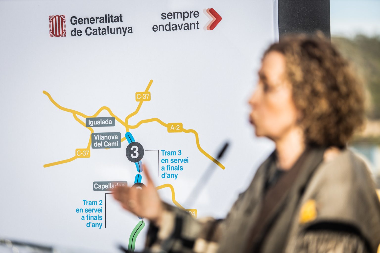 La consellera de Territori, Ester Capella, en una visita recent a les obres de la C-15 © Departament de Territori
